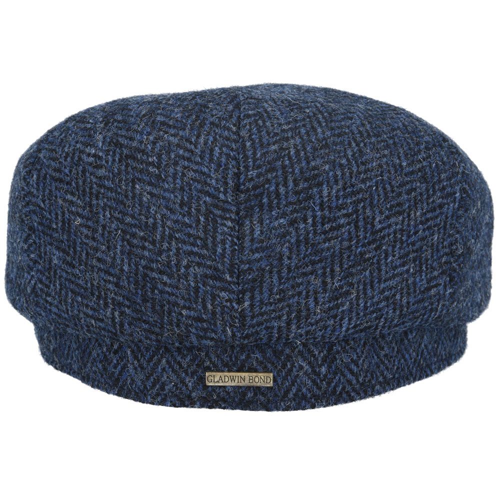 Harris Tweed Herringbone Flat Cap-Navy