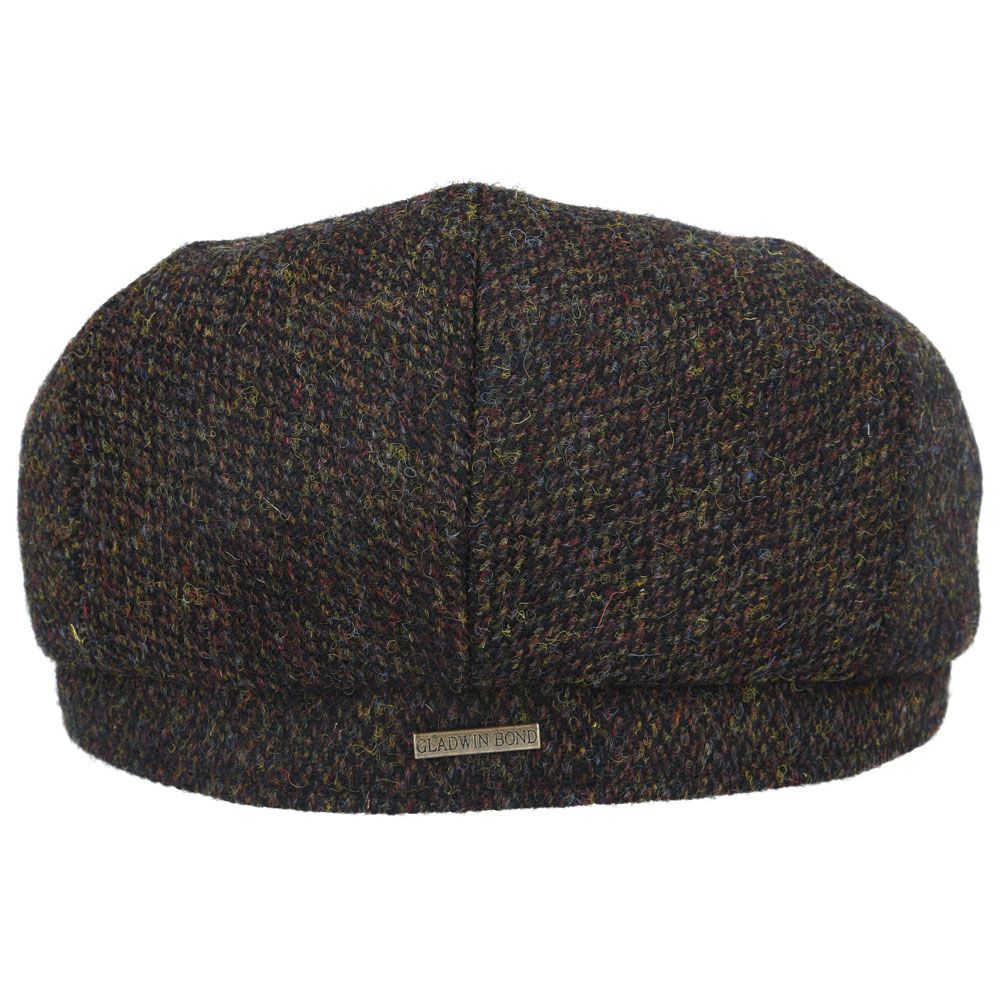 Casquette plate en laine Harris Tweed - Vert foncé