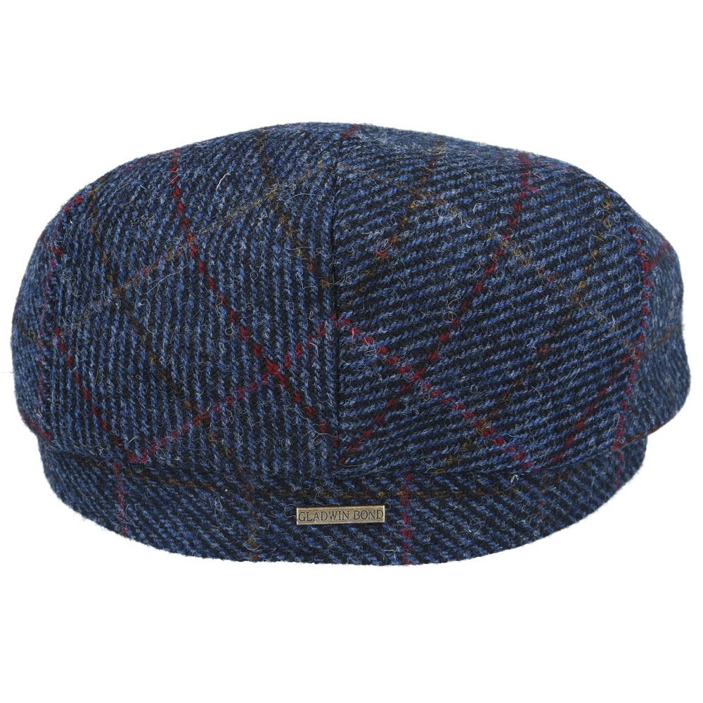 Harris Tweed Wool Flat Cap - Navy