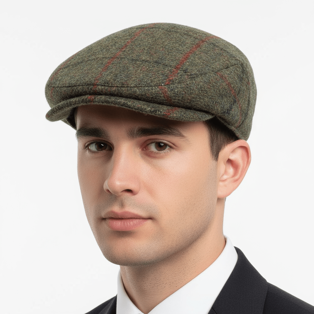 Embrace the heritage and craftsmanship of Harris Tweed with this elegant flat cap in Green, perfect for adding a touch of sophistication to any outfit.