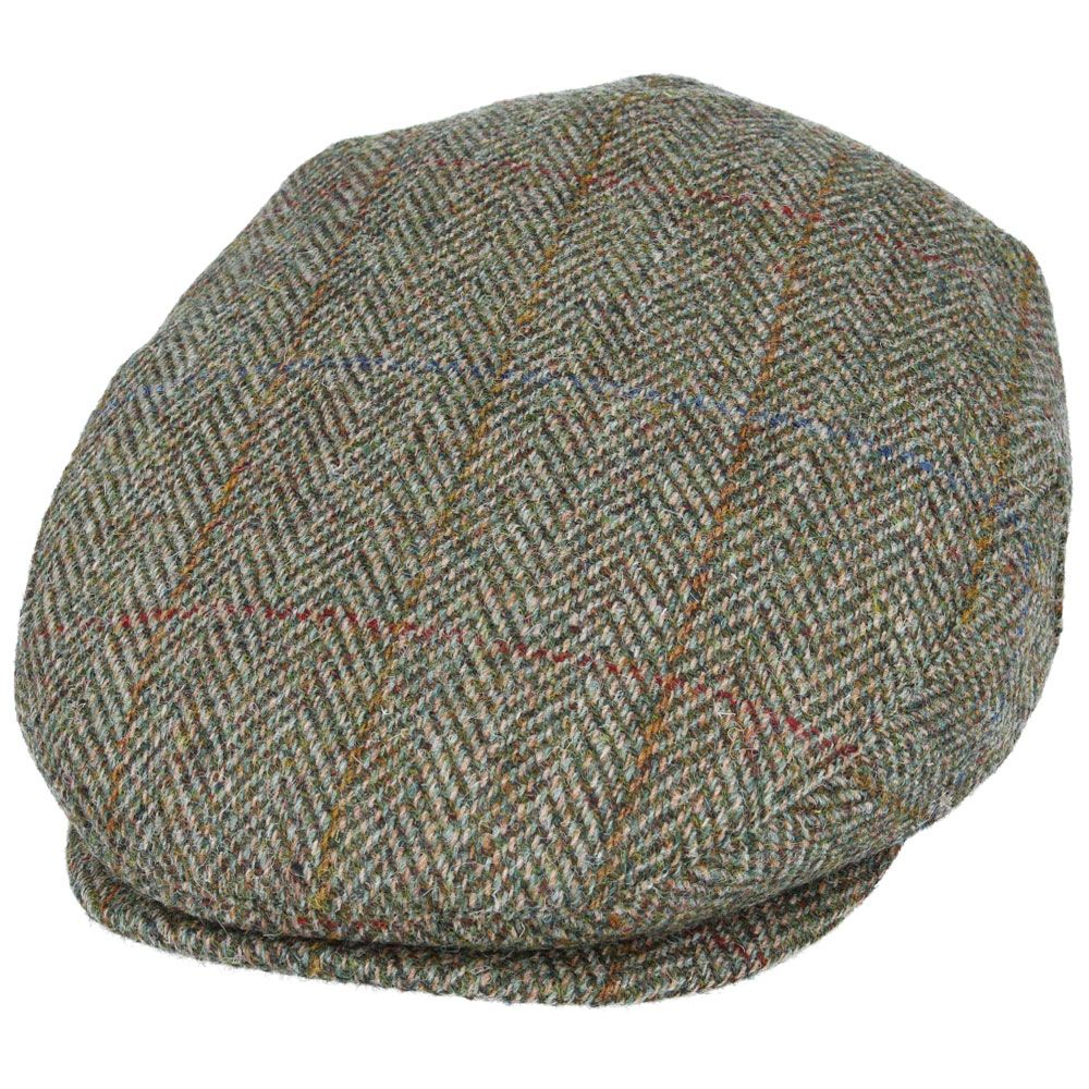 Harris Tweed Wool Flat Cap - Green