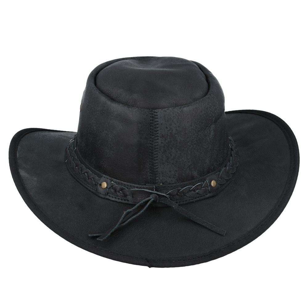 Western Outback Leather Cowboy Hat Crushable