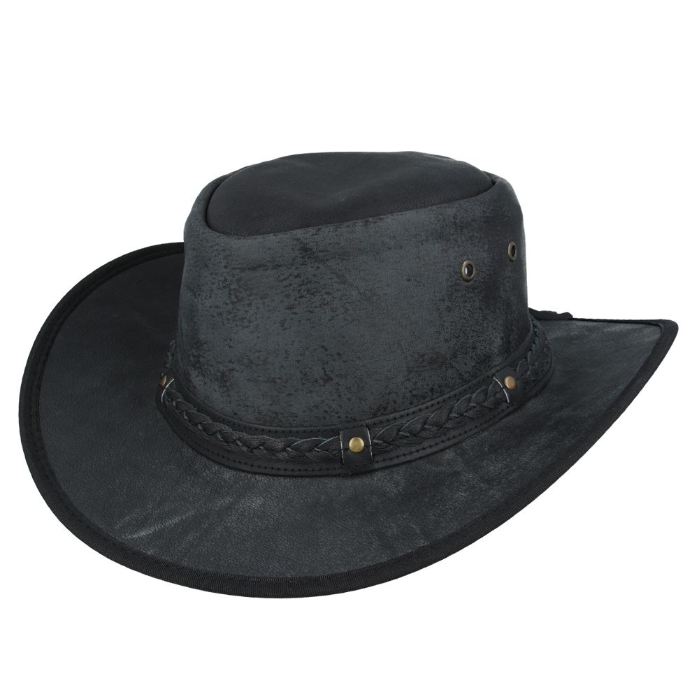 Western Outback Leather Cowboy Hat Crushable