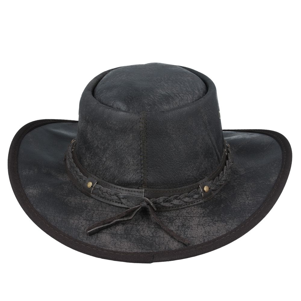 Western Outback Leather Cowboy Hat Crushable