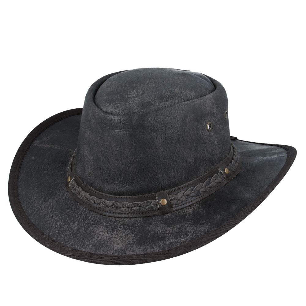 Western Outback Leather Cowboy Hat Crushable