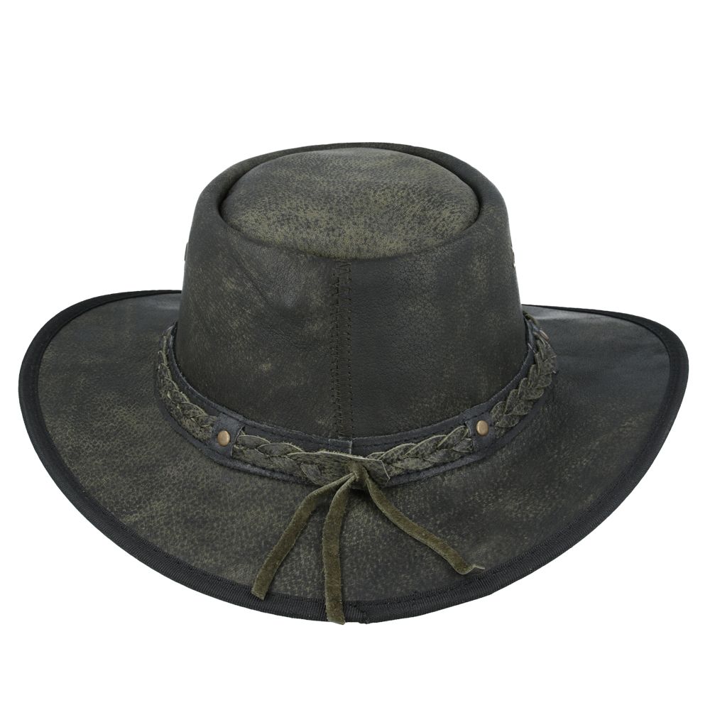 Western Outback Leather Cowboy Hat Crushable