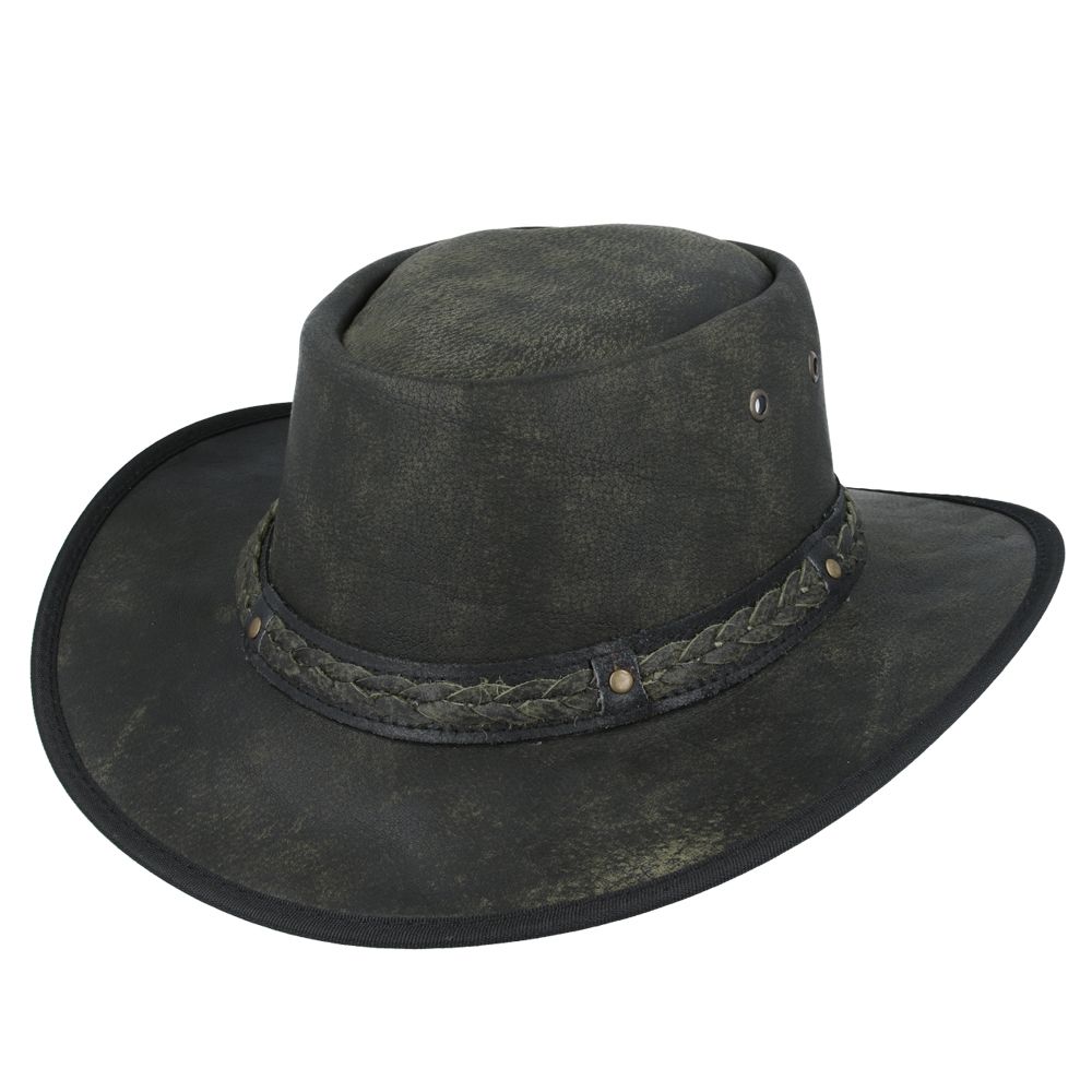 Western Outback Leather Cowboy Hat Crushable