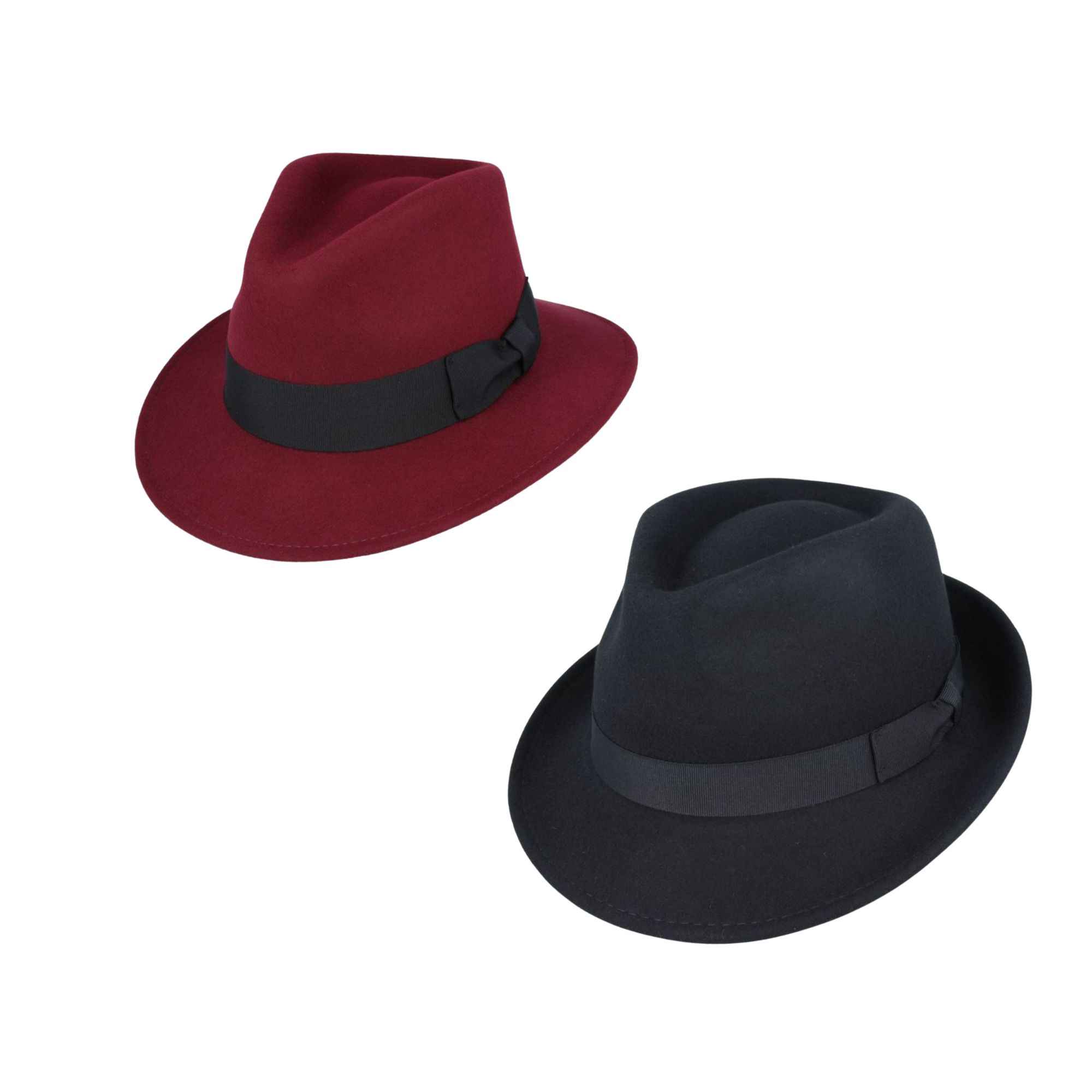 Fedora and trilby hat bundle front view in wool by Novella Hats