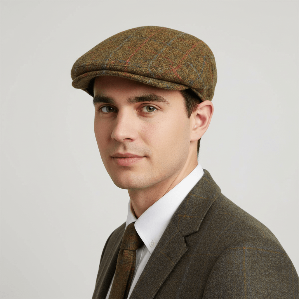 Embrace the heritage and craftsmanship of Harris Tweed with this elegant flat cap in Green, perfect for adding a touch of sophistication to any outfit.