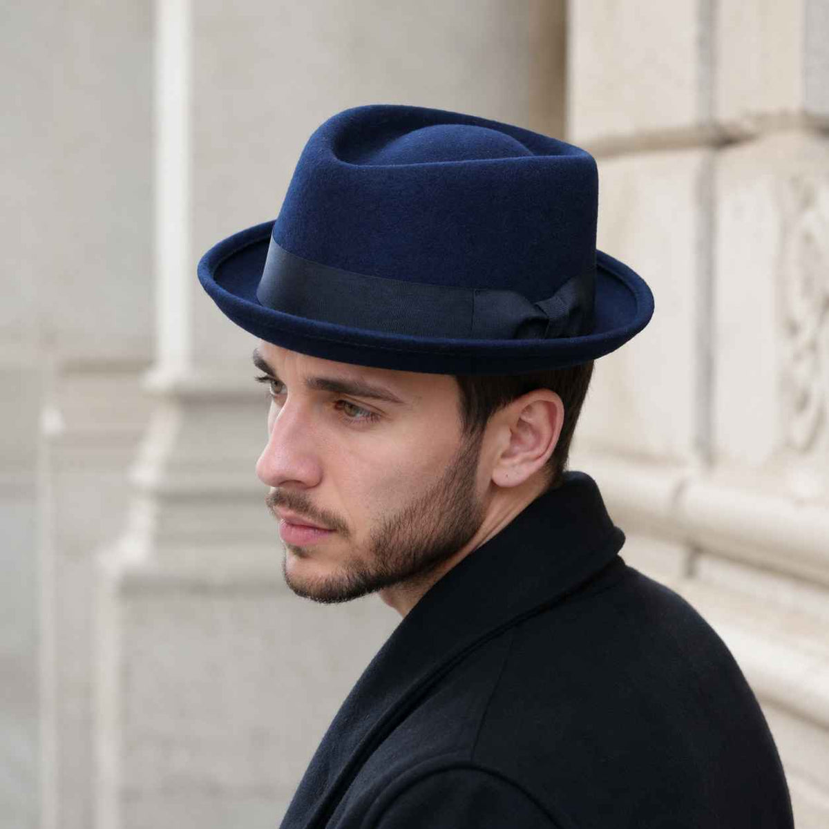 Men's 100% Wool Pork Pie Hat | Vintage Diamond Crown Short Brim Fedora