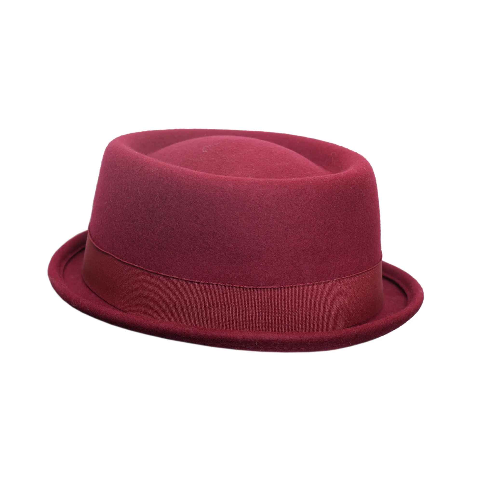 Classic 100% wool pork pie hat with short brim for men and women