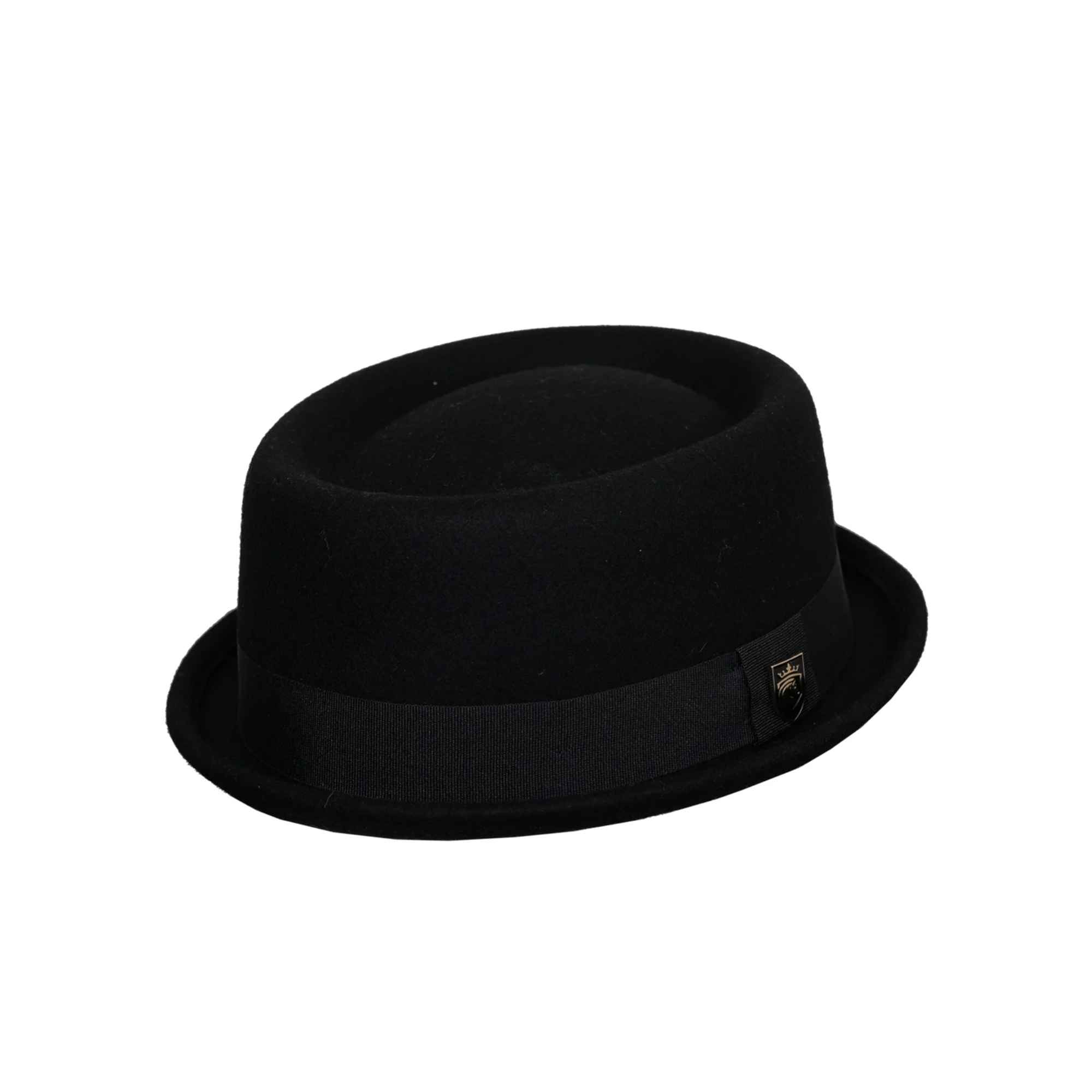 Classic 100% wool pork pie hat with short brim for men and women