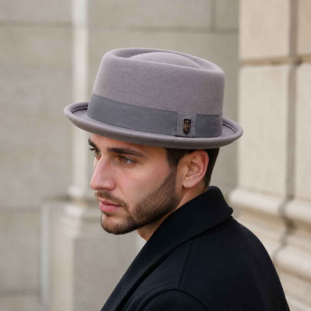 Classic 100% wool pork pie hat with short brim for men and women