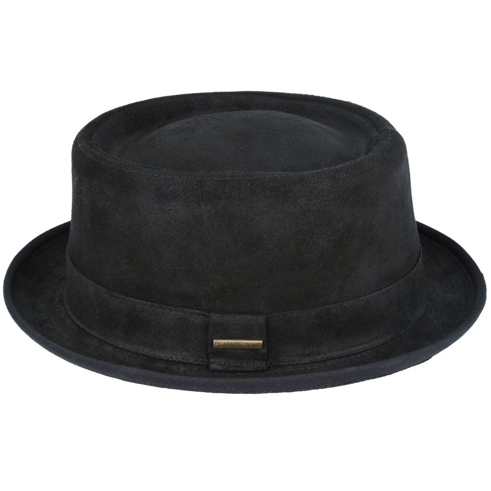 Chapeau Pork Pie en cuir - Noir