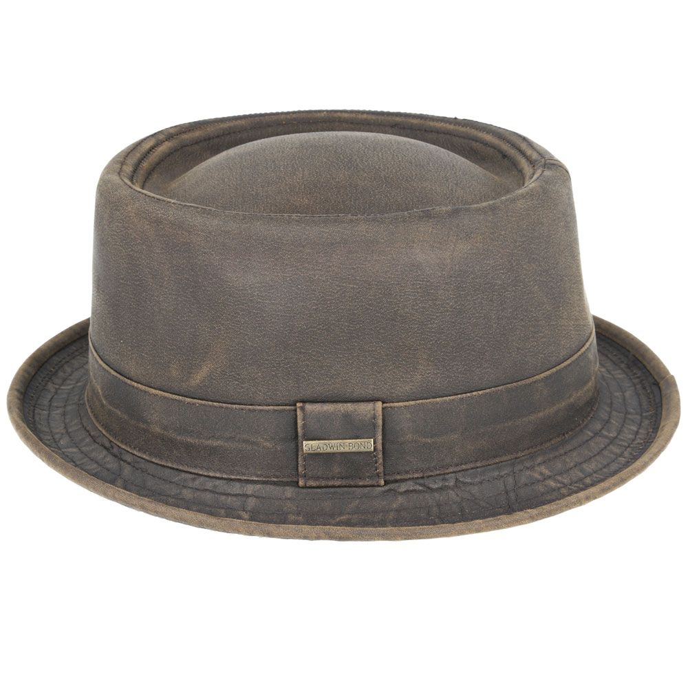 Chapeau Pork Pie en coton vintage - Marron