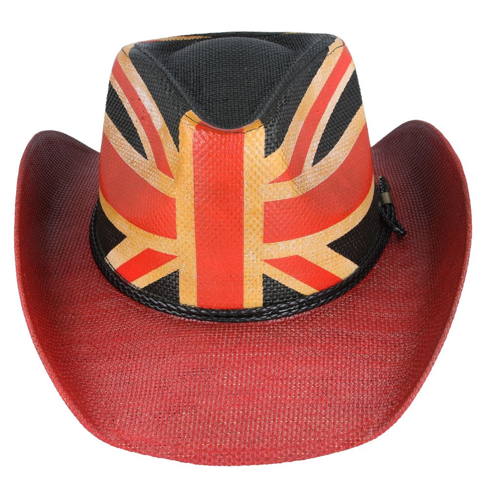 Union Jack Cowboy Hat With Stiff Paper & PU Band