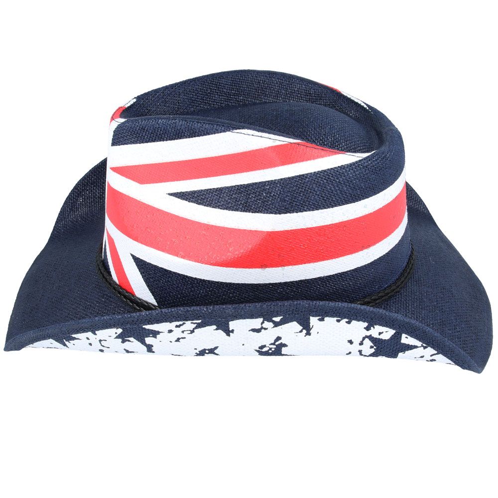 Union Jack Cowboy Hat With Stiff Paper & PU Band