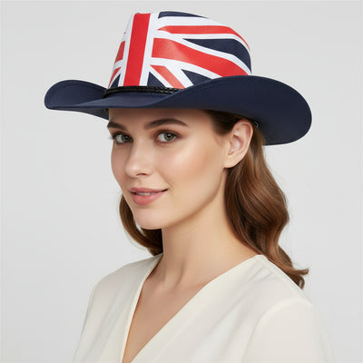 Union Jack Cowboy Hat PU Band