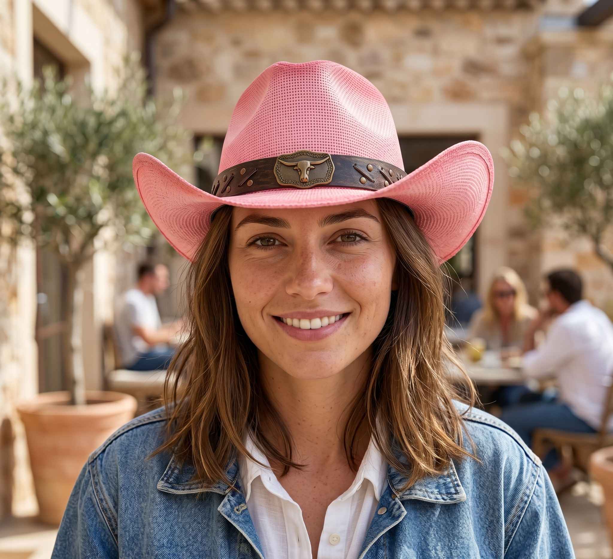 straw cowboy hat wide brim western style beige summer hat