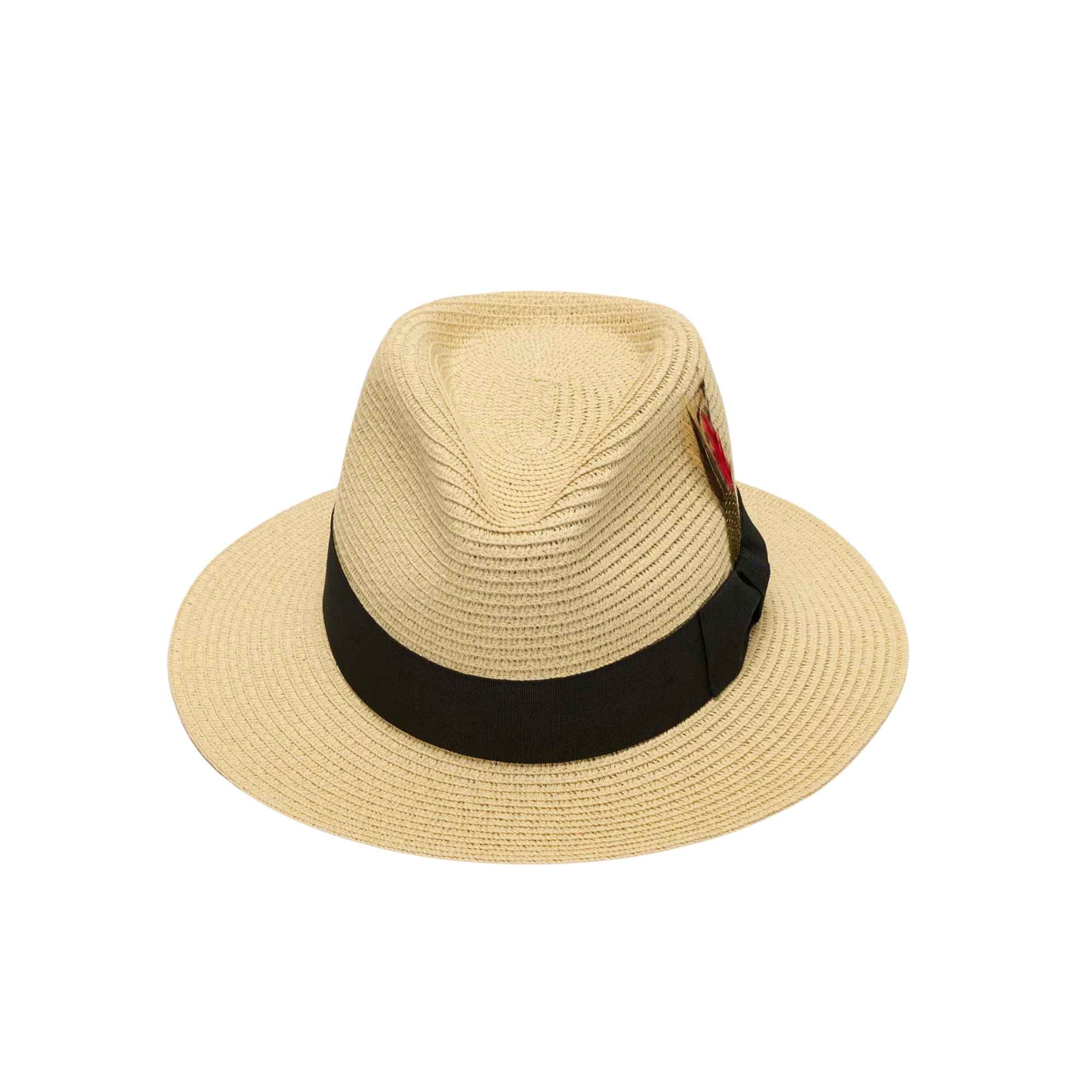 Paper straw fedora hat beige wide brim lightweight summer sun hat
