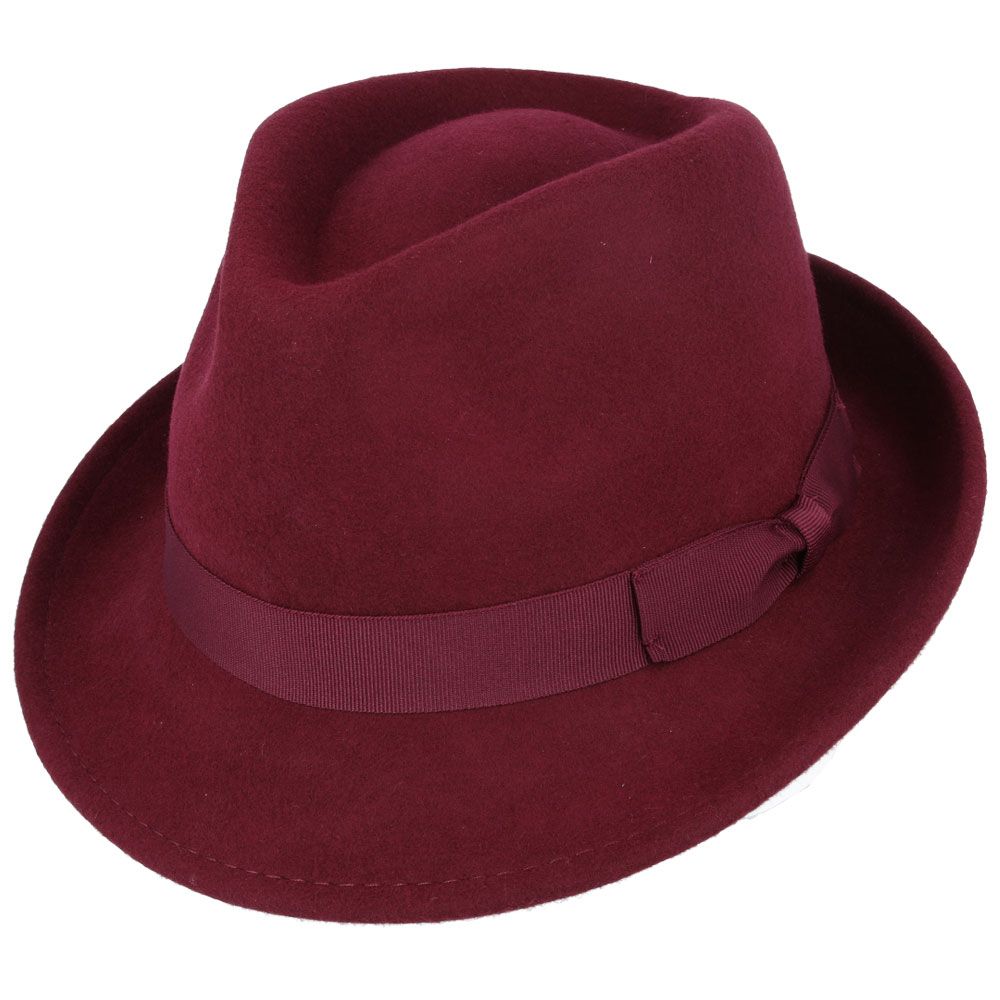 Trilby Camden Wool Felt Hat : Handmade from crushable wool felt, this elegant hat boasts a high crown (11.5cm/4.5”) and a wide brim (approximately 5cm/2"). Available in a range of colours and sizes from small to X-Large—a must-have for stylish travelers!