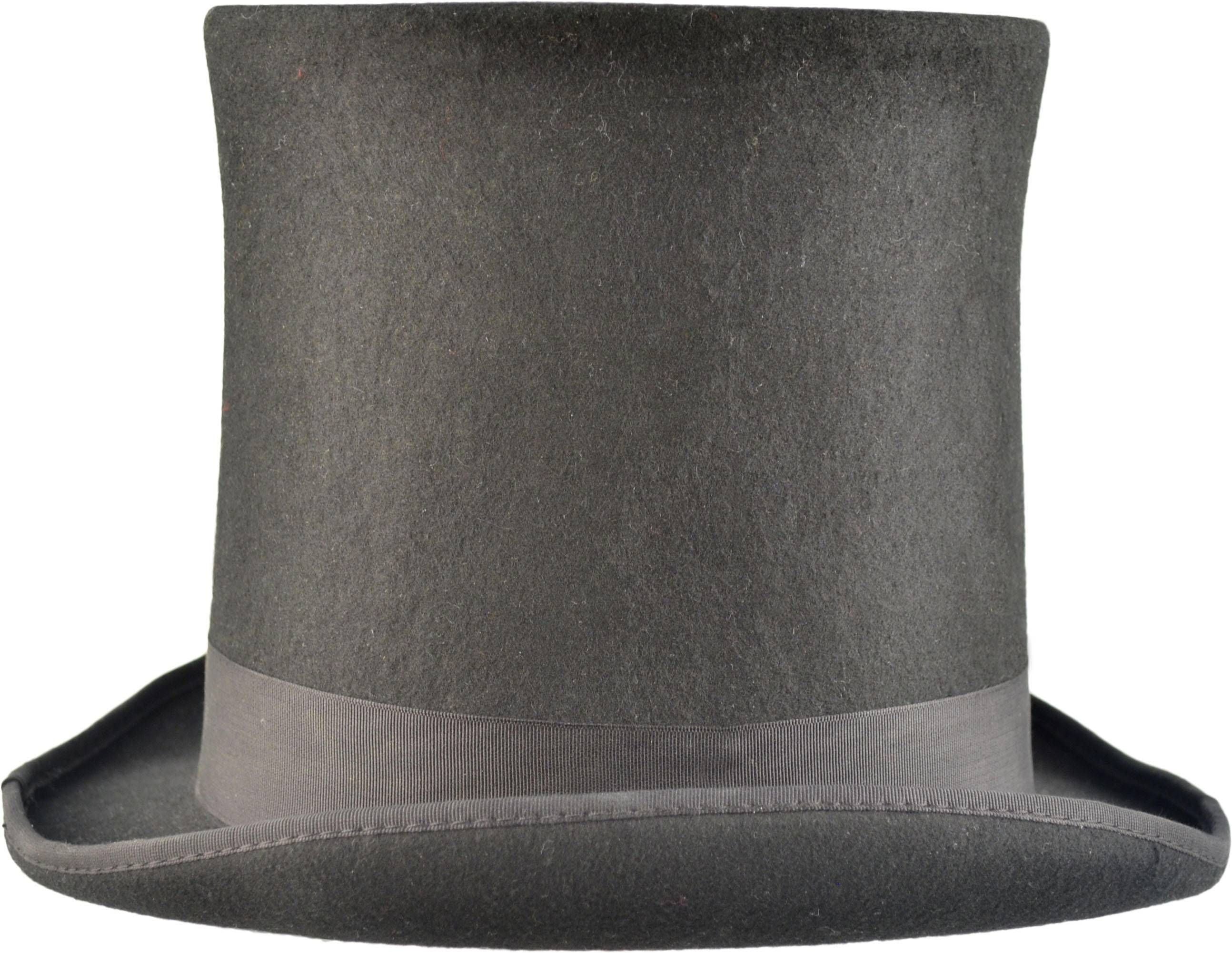 A historical tribute - this 20cm tall stovepipe hat captures the iconic Abraham Lincoln style. Handmade from pure wool felt with satin lining, it's perfect for weddings and Victorian events. Features the classic high crown and ribbon band. A true piece of heritage crafted for modern formal wear.