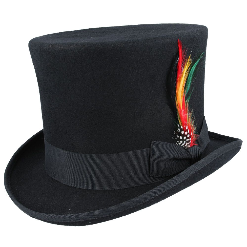 Victorian Wool Felt Top Hat - Black