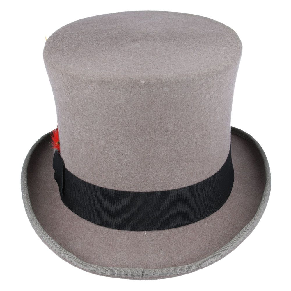 Victorian Wool Felt Top Hat - Grey