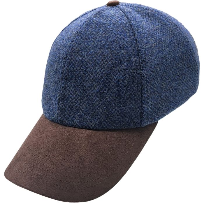 Front view of wool and suede baseball cap by Novella Hats